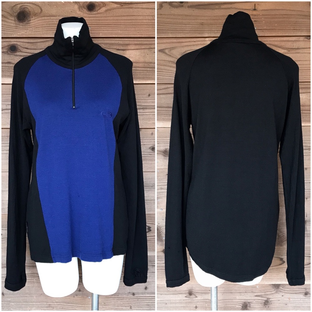 Icebreaker Bodyfit New Zealand 100% Merino Wool Half Zip Top Size Medium